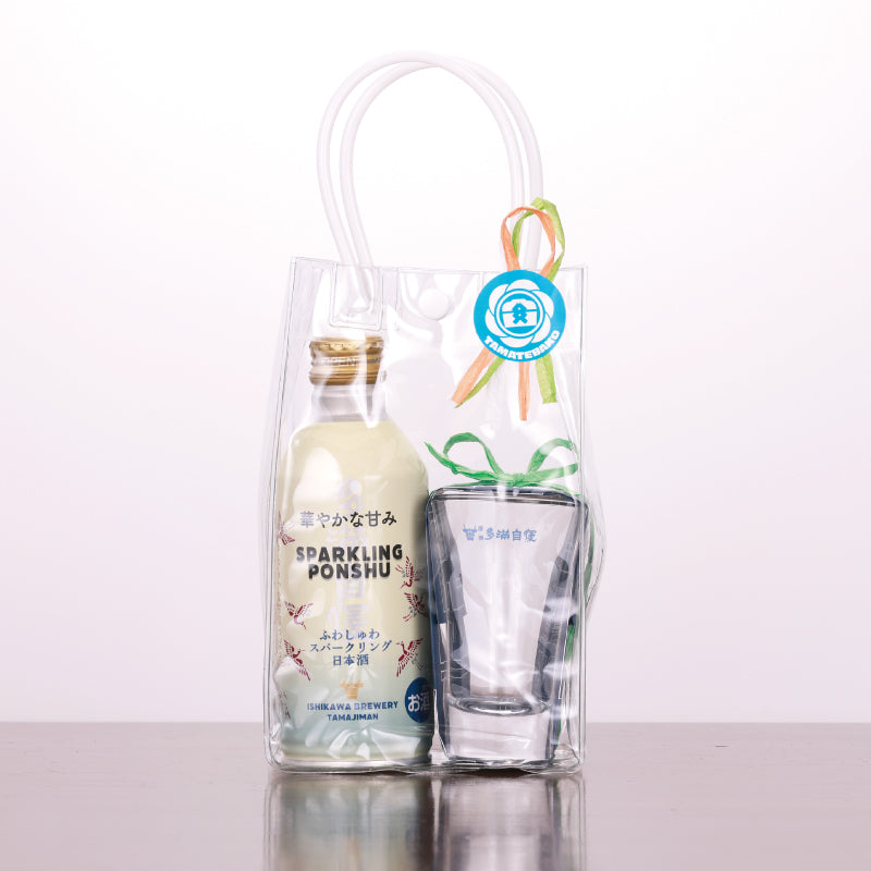 おすすめギフト　ふわしゅわスパークリングとグラスで乾杯♪